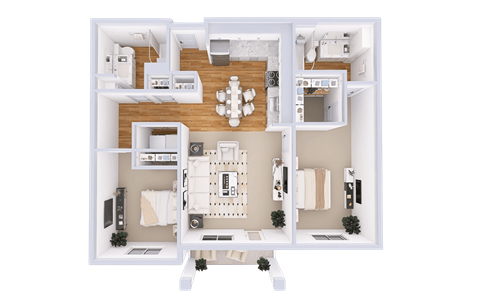 Floor plan for 2 beds, 2 baths, 1094 sqft